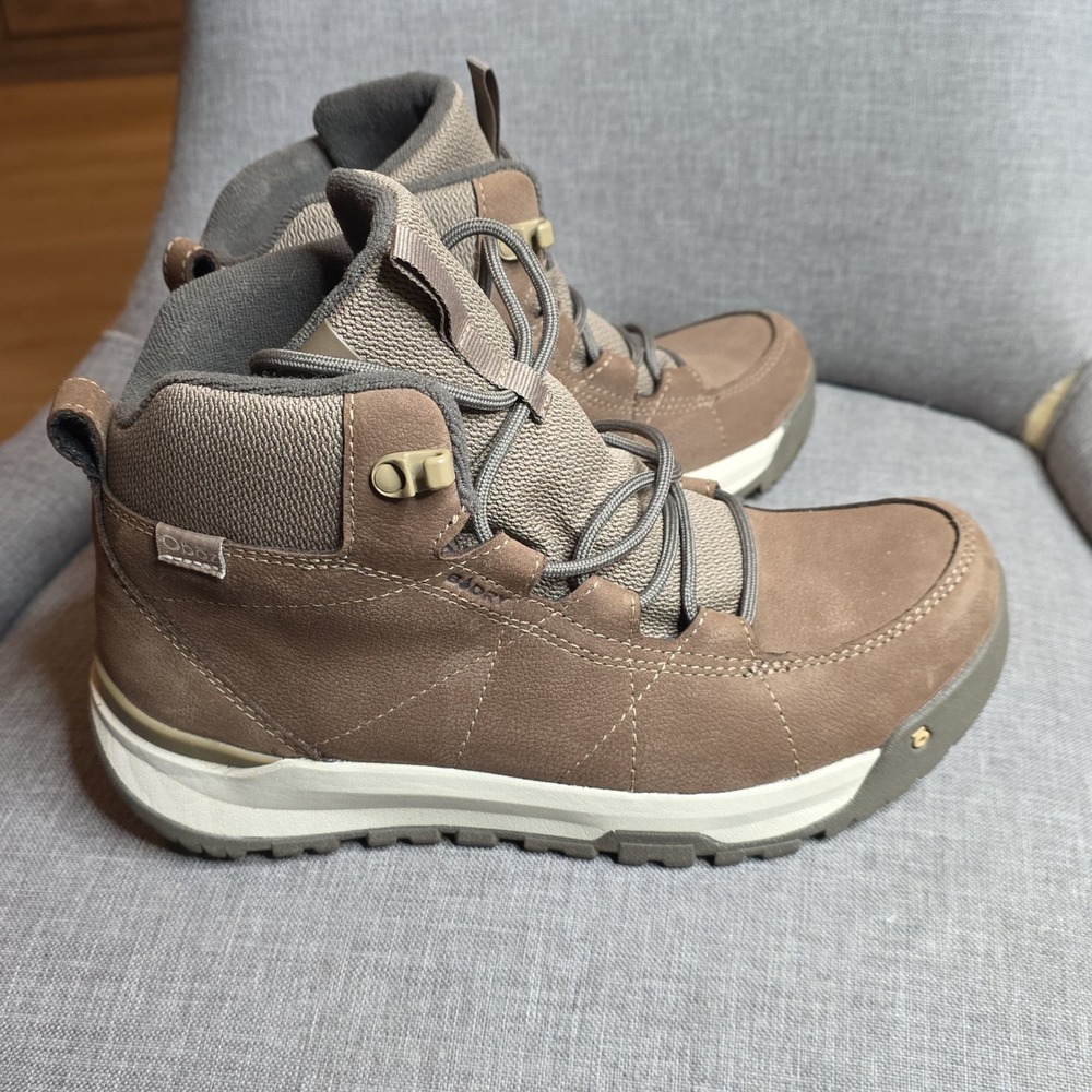 Oboz Sypes Mid B-DRY Waterproof Hiking Boots Mens 8.5 Brown Leather Freeze Guard